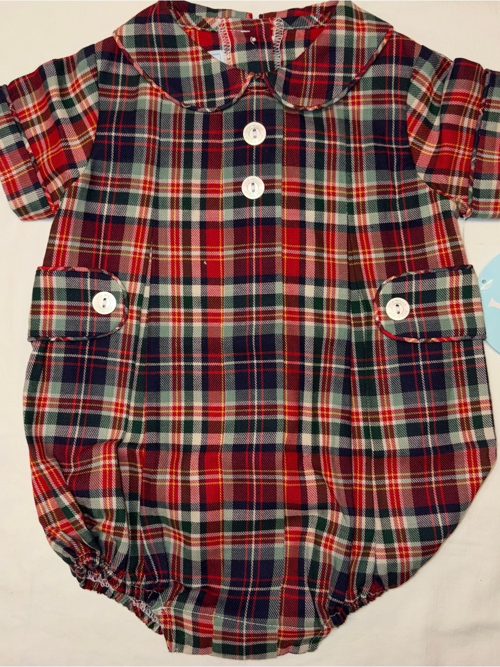 Little English Baby Plaid Bubble Romper sz 9 months NWT